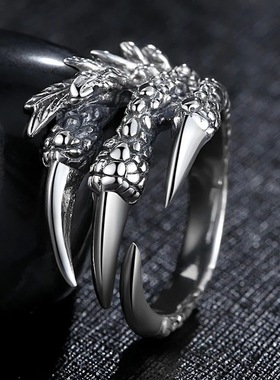 骷髅魔爪戒指开口龙爪时尚复古男