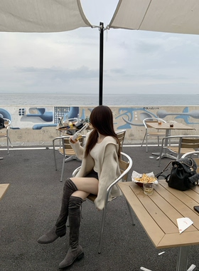 ke7en 学院感慵懒风宽松廓形连帽针织毛衣开衫女气质百搭短外套