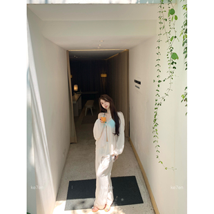 成分干净放心穿着松弛腰头直筒裤 天丝麻裤 会呼吸 ke7en