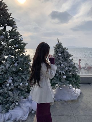 ke7en 后背多裁腰带也有裙摆的双面呢翻领大衣