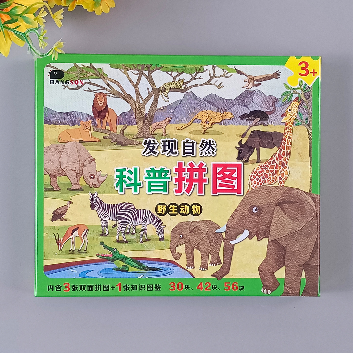 自然科普拼图3到6岁以上儿童益智进阶玩具救援车宝宝大块动物平图