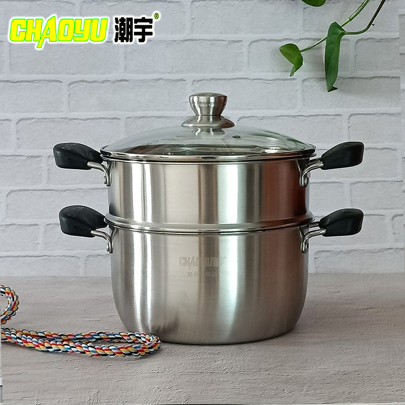 三层钢超厚复合钢小汤锅带屉潮宇
