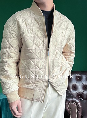 Agustin_Chen 美式秋冬双面穿休闲夹克 夹棉 棒球领男士修身棉服