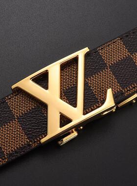 男士皮带批发商务休闲自动扣皮带裤带字母格子纹腰带时尚年轻高档