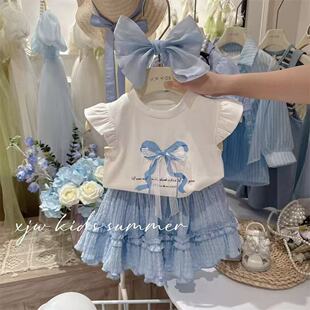 女童公主裙夏装2025新款洋气儿童夏季套装时髦小女孩半身裙休闲装