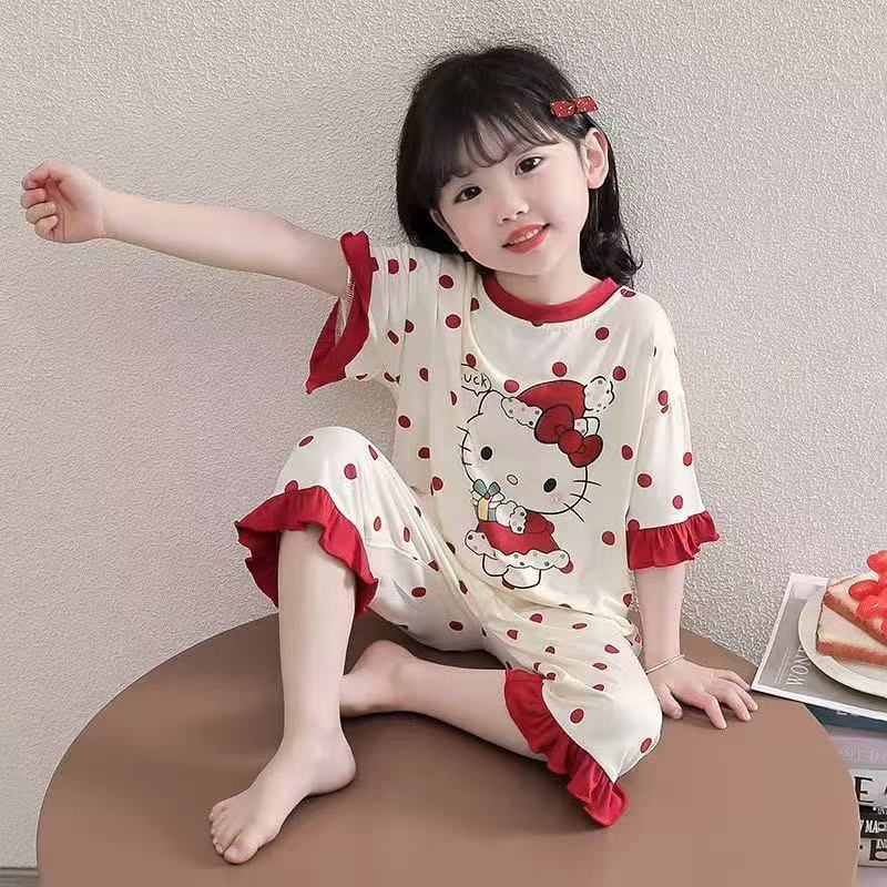 女童家居服套装可爱儿童女孩薄款短袖空调服2025夏季新款宝宝睡衣