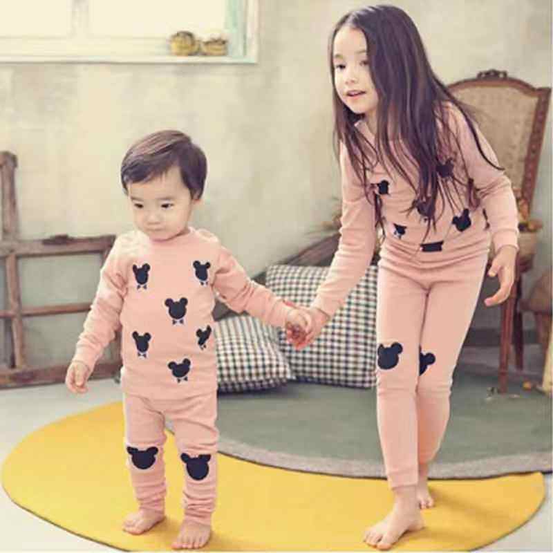 KOREAN CHILDRENS CLOTHING GIRLS UNDERWEAR SET COTTON CHILDRENS AUTUMN CLOTHES AUTUMN PANTS COTTON SWEATER BABY GIRL PAJAMAS LOUNGEWEAR TIDE
