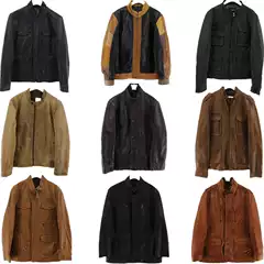 Vintage Leather Jacket欧美款立领多拉链机车皮衣外套油蜡皮 皮外套E124