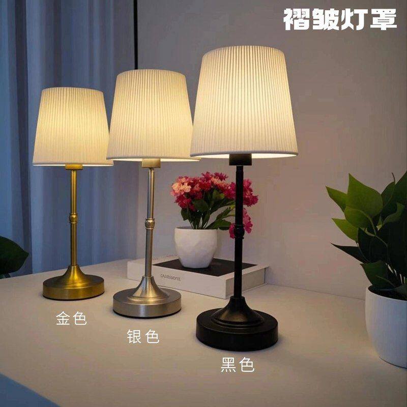 跨境热卖布艺金属台灯充电触摸LED装饰氛围灯usb床头创意小夜灯