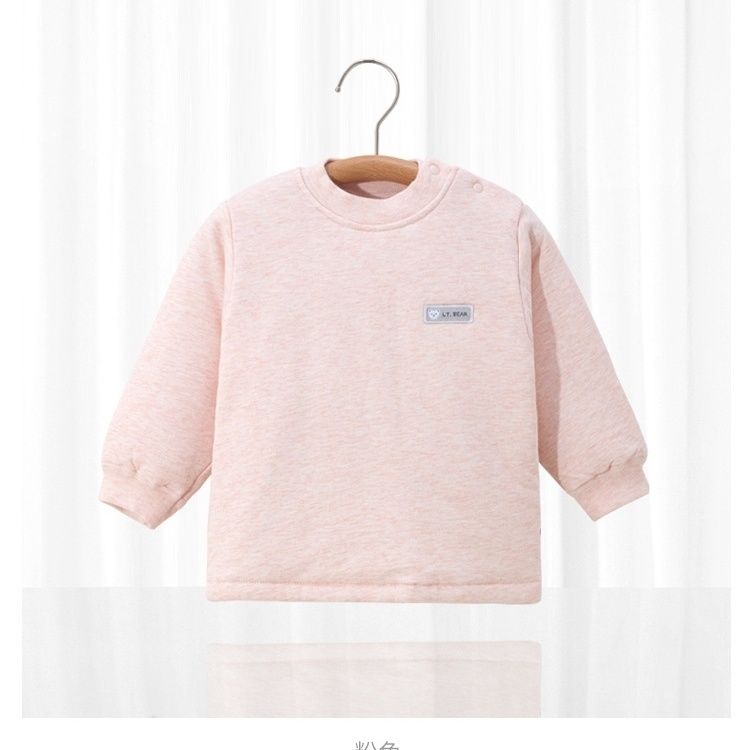 婴儿保暖上衣内衣秋冬加厚加棉打底男童睡衣女童宝宝儿童夹棉衣服