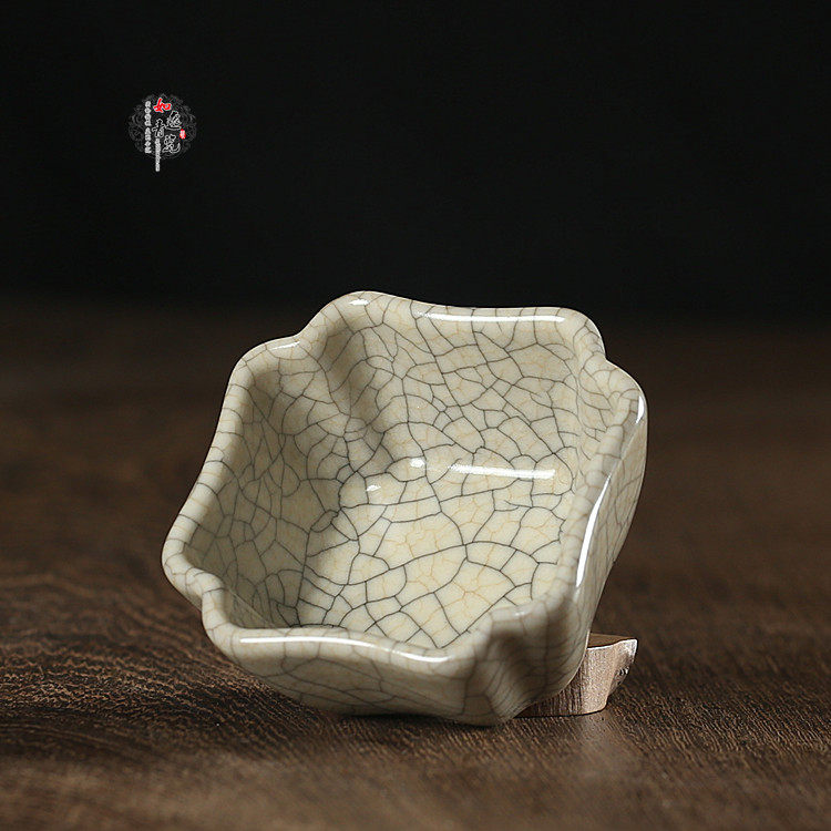 龙泉大师叶维德传世哥窑青瓷手工杯单杯支钉烧四方仿古主人杯茶盏