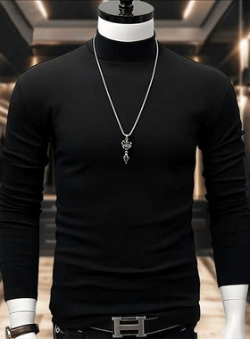 春季男士打底衫半高领长袖上衣男b11男装韩版修身内搭双面德绒T恤