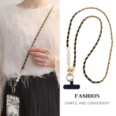 高端手机挂绳长款 珍珠皮卡链金属链包包挂链通用 斜挎肩背带子时尚