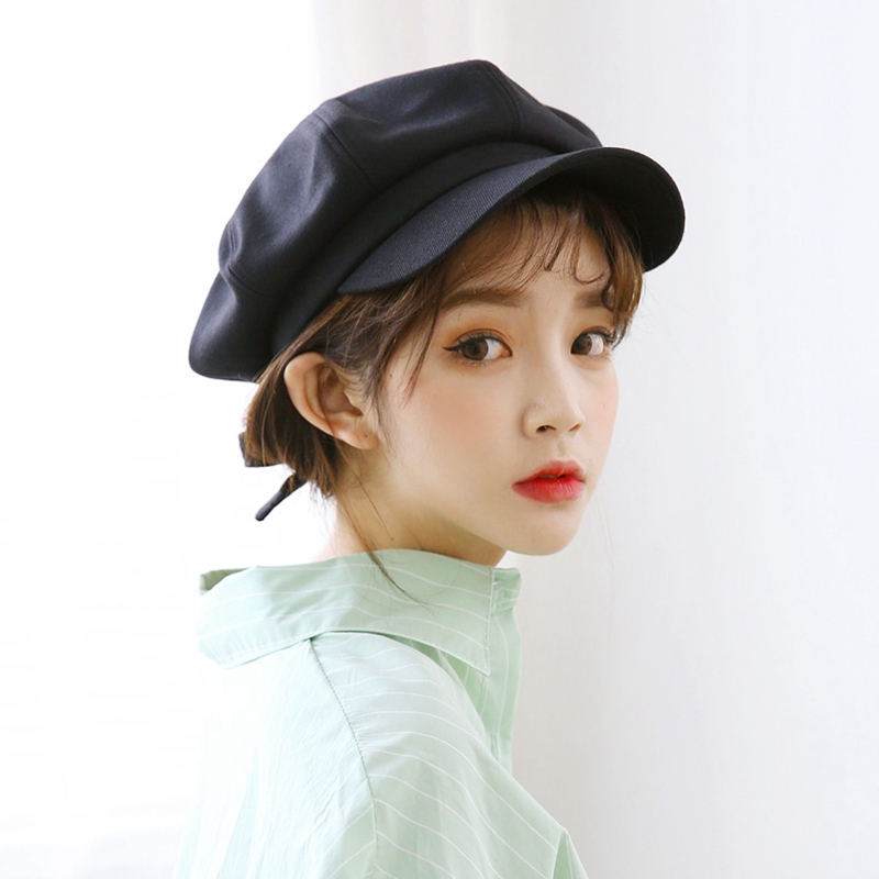 八角ins韩国蝴蝶结蓓蕾贝雷帽