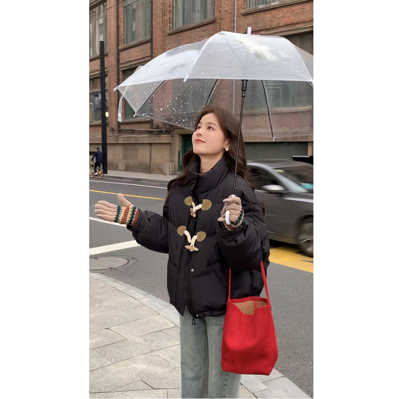 花栗鼠小姐牛角包2.0韩系新款立领短款棉衣外套