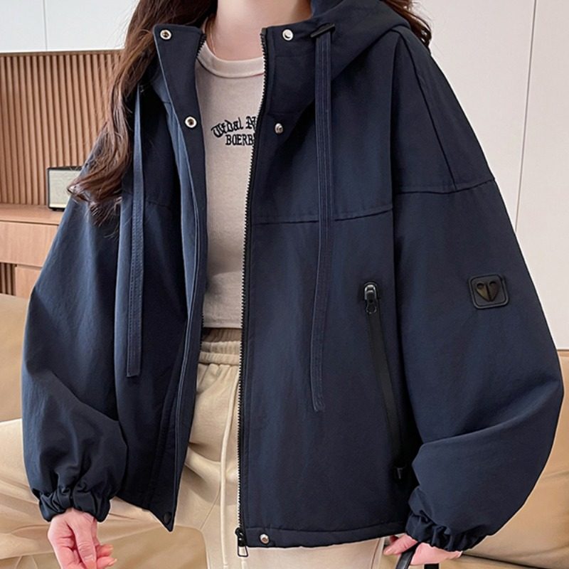 实拍加棉连帽抽绳工装外套女2025秋冬新款设计感休闲保暖冲锋衣,女装/女士精品,棉衣/棉服,淘宝优惠券,粉丝福利购,淘宝优惠卷