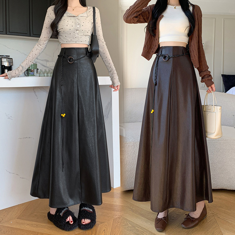 实拍高级感复古气质显瘦百搭半身裙25秋冬季甜辣妹A字中长款皮裙,女装/女士精品,半身裙,淘宝优惠券,粉丝福利购,淘宝优惠卷