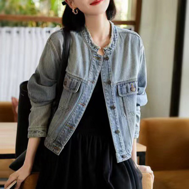 小个子夹克宽松休闲复古牛仔短外套女2025春季新款百搭牛仔上衣,女装/女士精品,短外套,淘宝优惠券,粉丝福利购,淘宝优惠卷