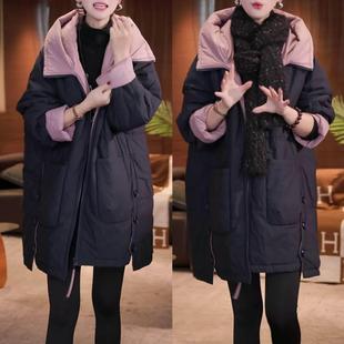 洋气百搭中长款 已出货 新款 加厚双面穿棉衣冬季 连帽棉服外套 时尚
