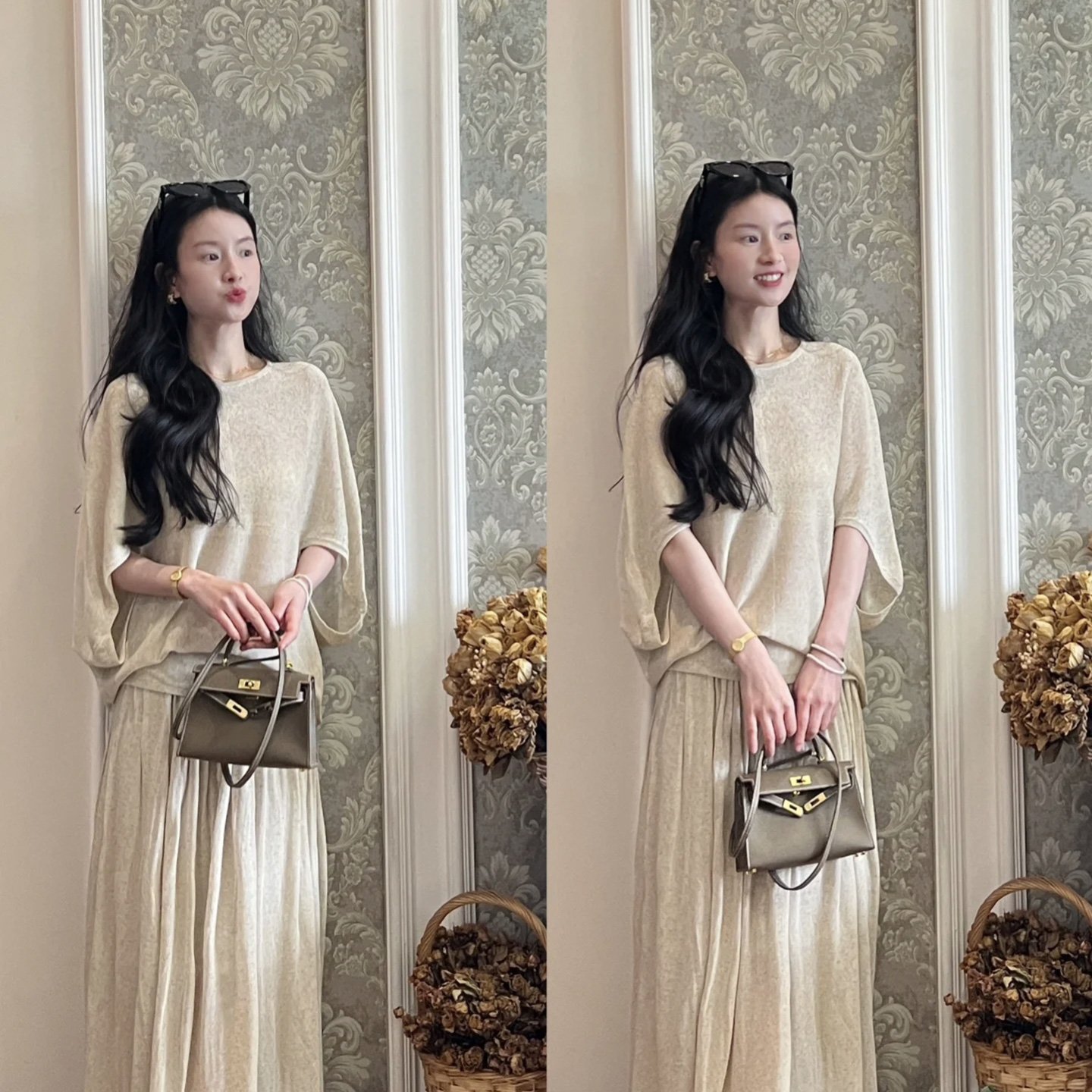 亚麻天丝透气气质款短上衣女显瘦百搭气质半身裙长裙女套装两件套