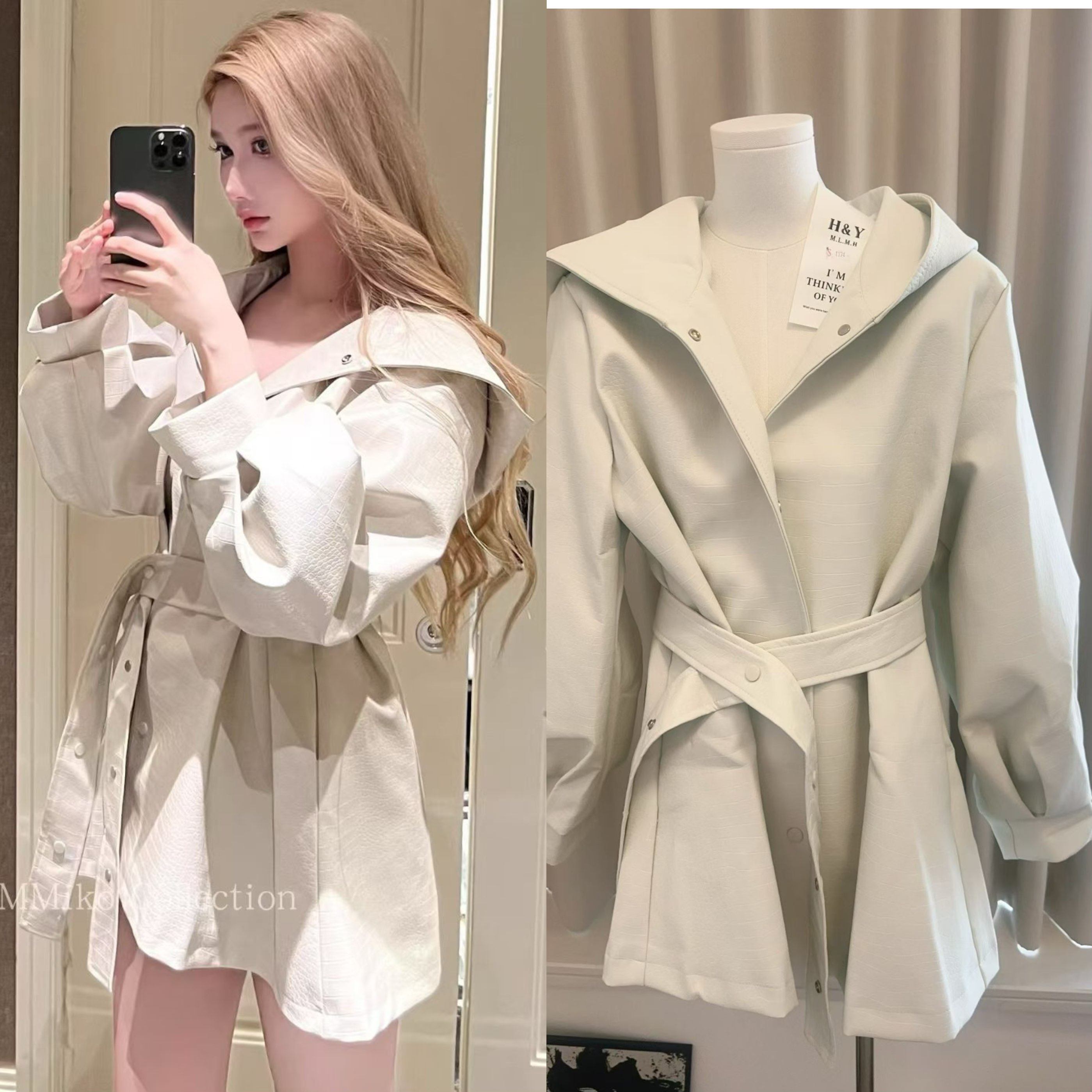 冰川白屿高级气质纹皮连帽斗篷灯笼袖皮衣外套,女装/女士精品,皮衣,淘宝优惠券,粉丝福利购,淘宝优惠卷