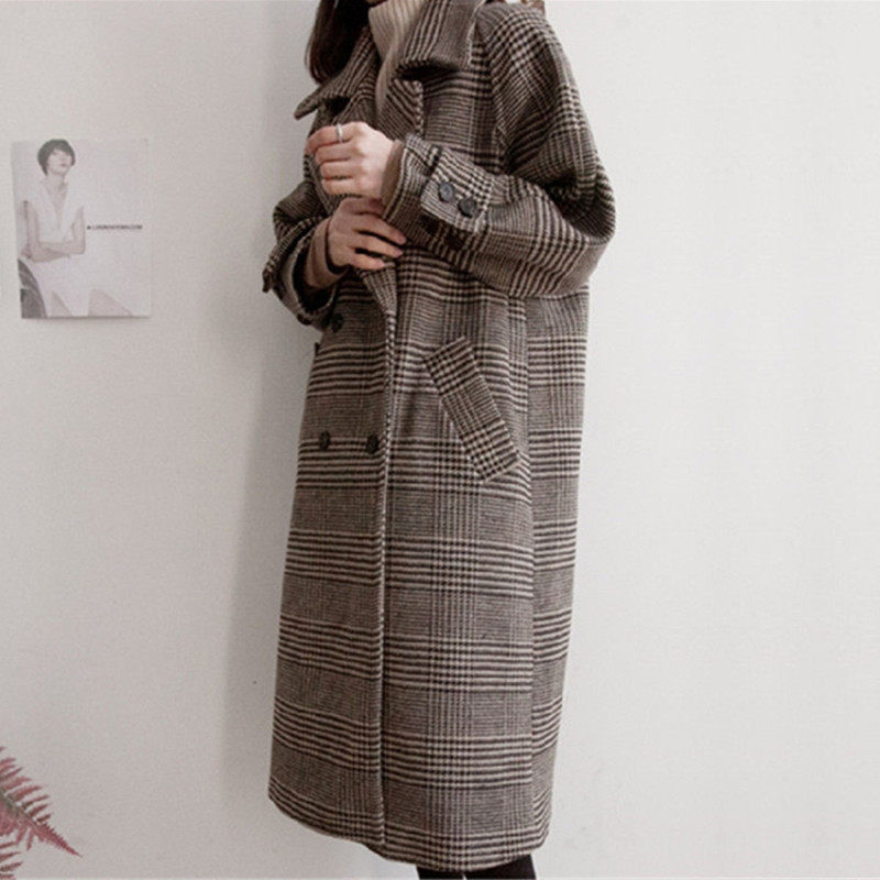韩国东大门加厚毛呢外套大衣女2025秋冬新中长款格子呢子风衣大码,女装/女士精品,毛呢外套,淘宝优惠券,粉丝福利购,淘宝优惠卷