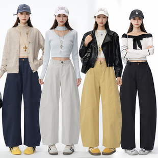 实拍2026年早春新款女裤弯刀裤休闲裤宽松阔腿裤九分灯笼裤