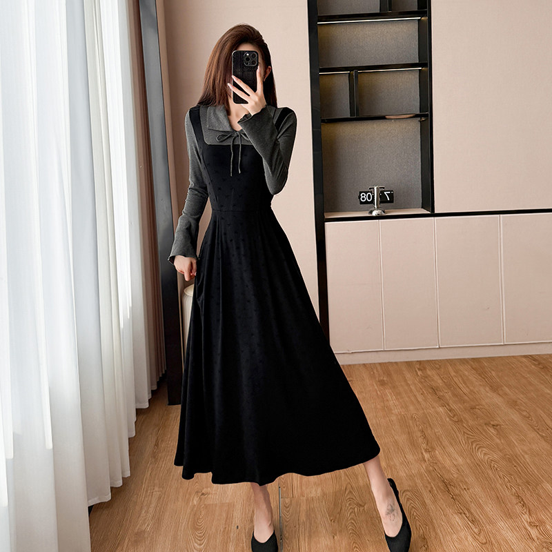 实拍2026春装新款娃娃领法式连衣裙女收腰假两件奢长袖裙子长裙,女装/女士精品,连衣裙,淘宝优惠券,粉丝福利购,淘宝优惠卷