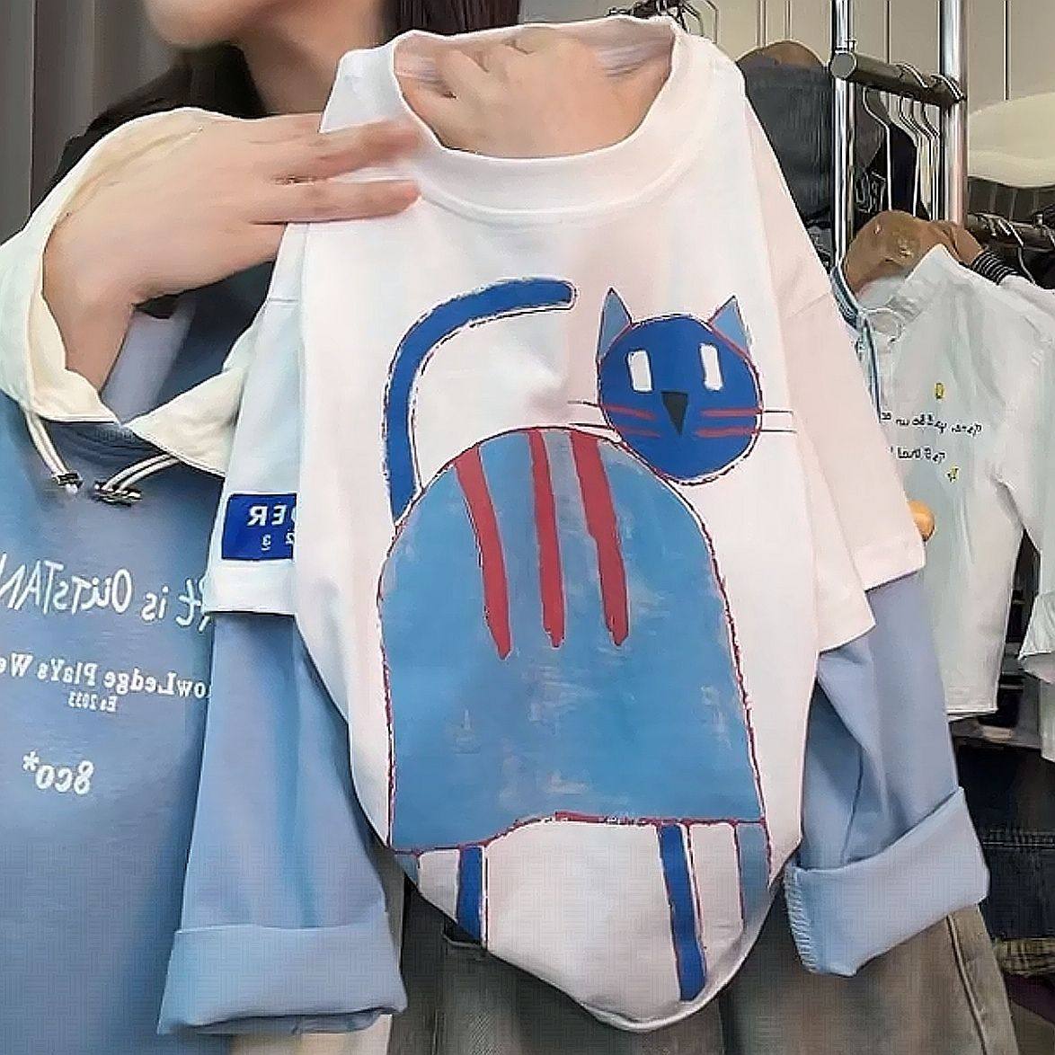 儿童秋季T恤中大童长袖男童假两件体恤衫女童上衣宝宝纯棉打底衫t