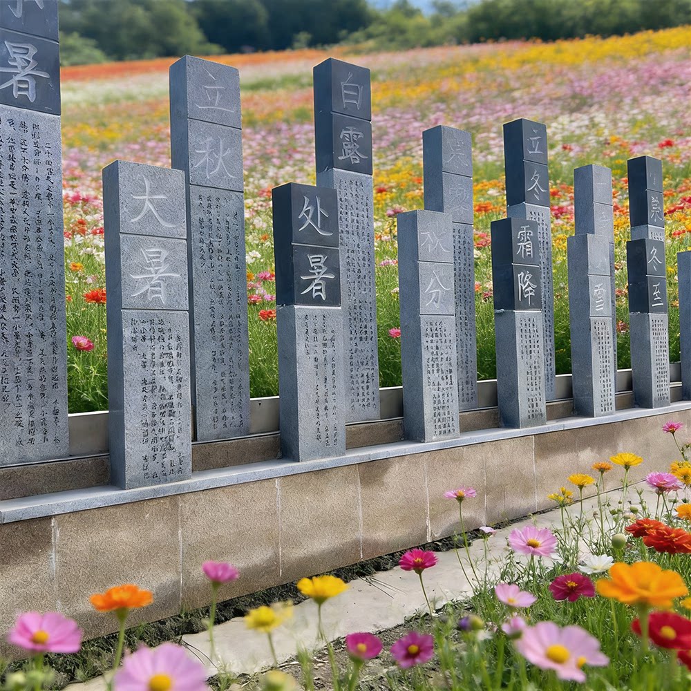 石雕二十四节气文化石柱公园广场景观刻字石柱子户外文化雕塑定制