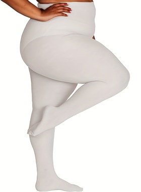 秋冬季加肥加大码超大版女童白色打底连裤袜子加厚加绒跳舞蹈儿童