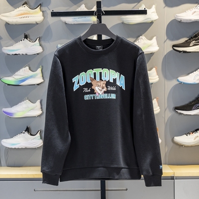 李宁男子圆领印花套头卫衣