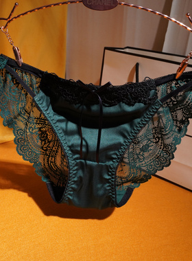 3送1【水溶花边】蕾丝内裤女2025新款墨绿性感黑色纯欲夏季薄款
