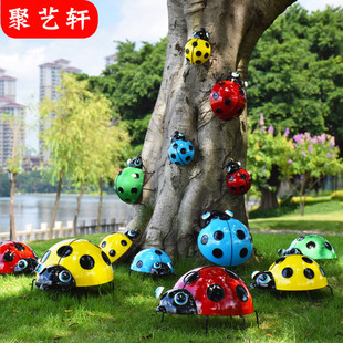 别墅花园摆件庭院铁艺装饰户外仿真动物挂件七星瓢虫园林景观小品