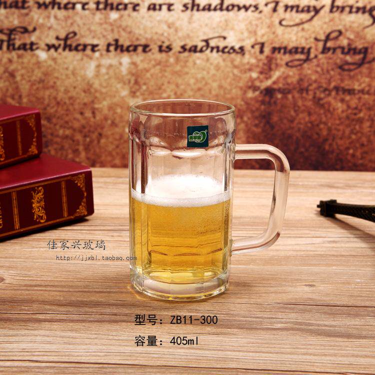包邮无铅玻璃带把啤酒杯加厚扎啤杯耐热水杯茶楼茶杯饮料杯