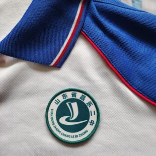 昌乐二中校初中短袖一件，粘贴标志校徽