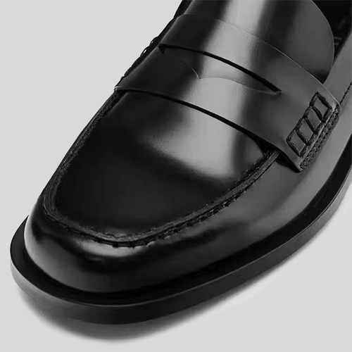 犀利哥低跟女鞋小众圆头乐福鞋