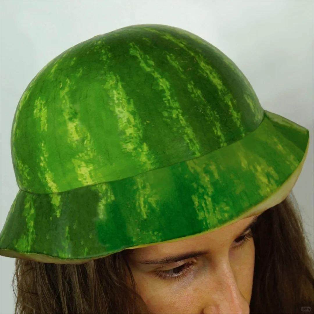 西瓜皮造型帽子创意设计防晒遮阳帽