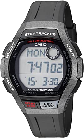casio mens step tracker stainless steel  watch ws-2000h-1av