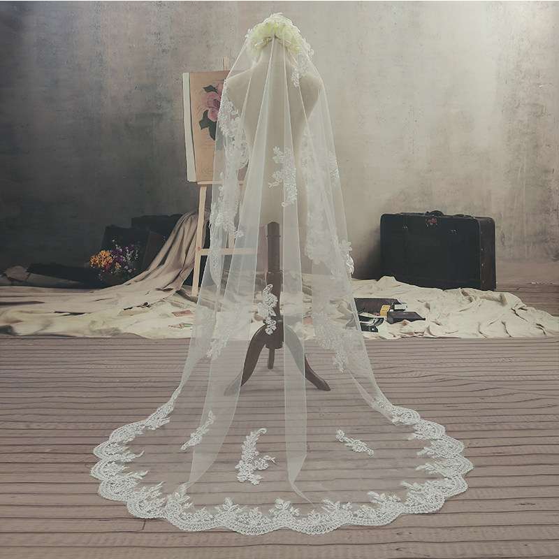 月下相恋新款新娘婚纱头纱3米长头部粘花蕾丝花边精美头纱|msdalam kategori Aksesori/Belt kulit/Hat/Muffler, aksesori pakaian perkahwinan, Veil - dari Buy2taobao.com untuk memberikan perkhidmatan ejen Taobao profesional membeli