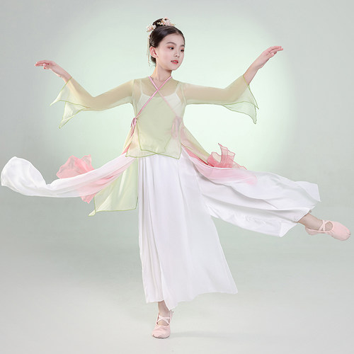 儿童古典舞演出服女童少儿练功服飘逸纱衣立春中国舞国风舞蹈服装