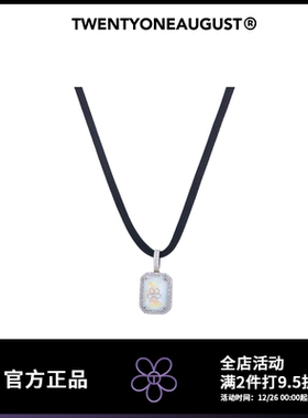 NCT DREAM同款 TWENTYONEAUGUST 韩国设计师黑色镂空小花彩钻项链