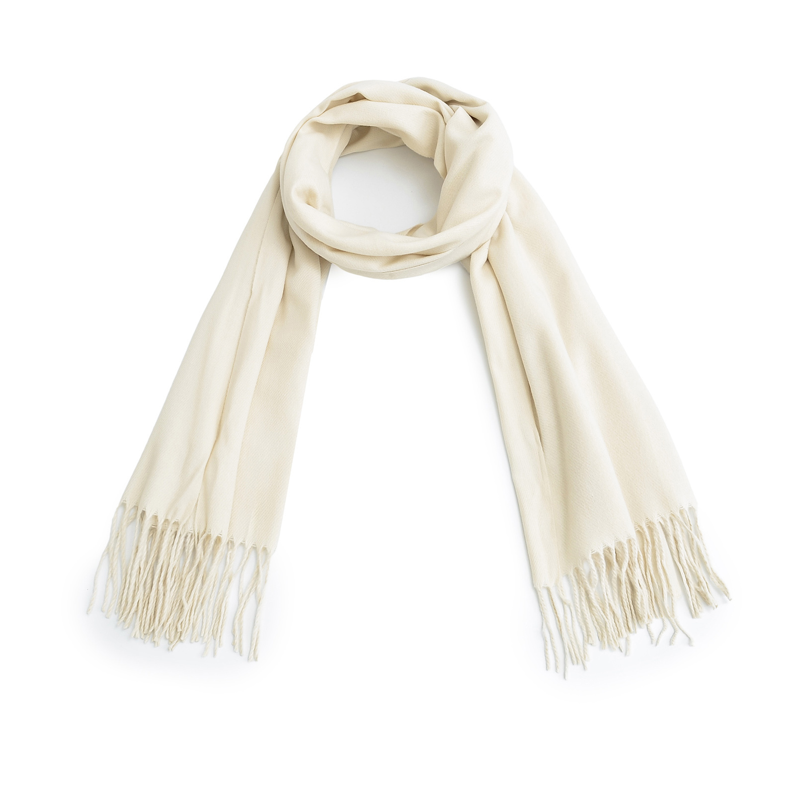 日本单外贸原单素色纯色米白色仿羊绒流苏围巾披肩