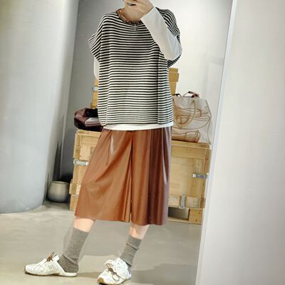 羊毛羊绒混纺亮片领条纹背心