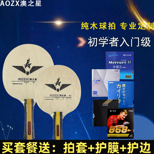 澳之星乒乓球拍w1纯木初学训练拍