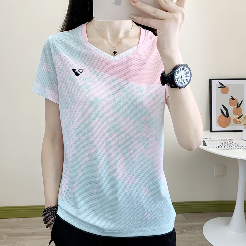 速干衣女户外健身显瘦运动短袖t恤羽毛球服网眼透气弹力快干衣男