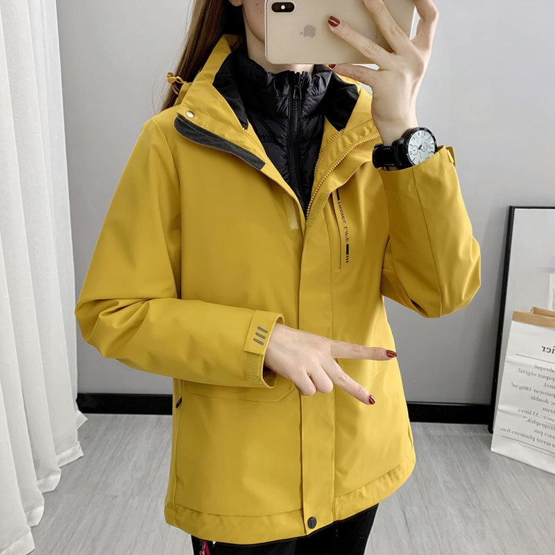 三合一冲锋衣女秋冬加厚保暖羽绒内胆两件套登山服宽松大码外套男