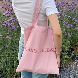 简约文艺帆布包带拉链嫩粉色购物手提袋时尚女包党书袋托特包