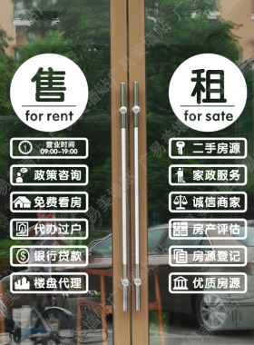 房产中介玻璃门橱窗招牌墙贴画