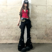 弹力拖地裤 ROY11小众设计感多口袋微喇叭牛仔裤 辣妹显高修身 子新